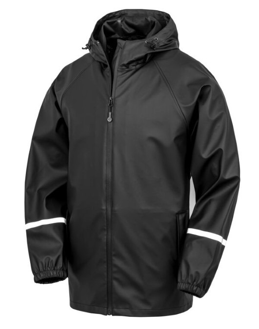 Prism PU Waterproof Jacket With Reflective Bands and Recycled Backing