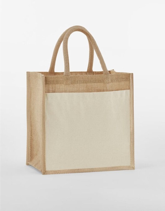 Cotton Pocket Natural Starched Jute Midi Tote