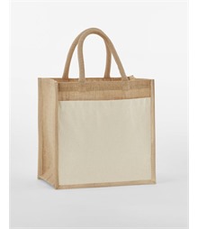Cotton Pocket Natural Starched Jute Midi Tote